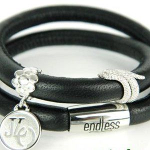 ENDLESS Black Double Sterling 2 Charm Bracelet -6"